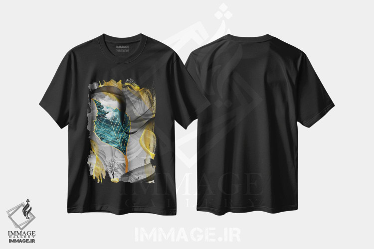 تیشرت طرح دار هنر سه بعدی برگ، تزئینی اثر آرسی بسی | فروشگاه ایماژ