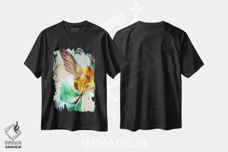 تیشرت طرح دار برگ های سه بعدی I، تزئینی اثر آرسی بسی | فروشگاه ایماژ