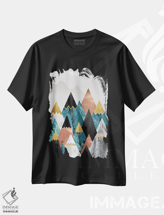 تیشرت طرح دار قله های کوه خیال انگیز، تزئینی اثر آرسی بسی | فروشگاه ایماژ