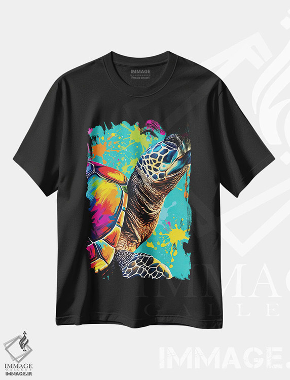 تیشرت طرح دار لاک پشت دریایی، هنر دیجیتال اثر آرسی بسی | فروشگاه ایماژ