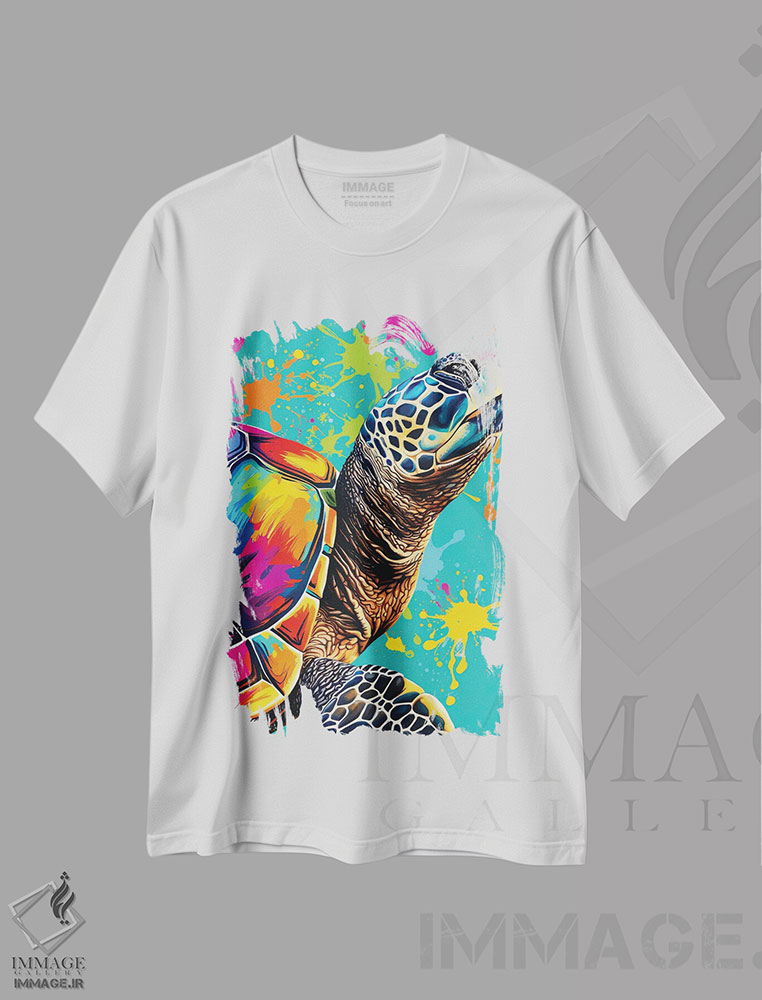 تیشرت طرح دار لاک پشت دریایی، هنر دیجیتال اثر آرسی بسی | immage.ir