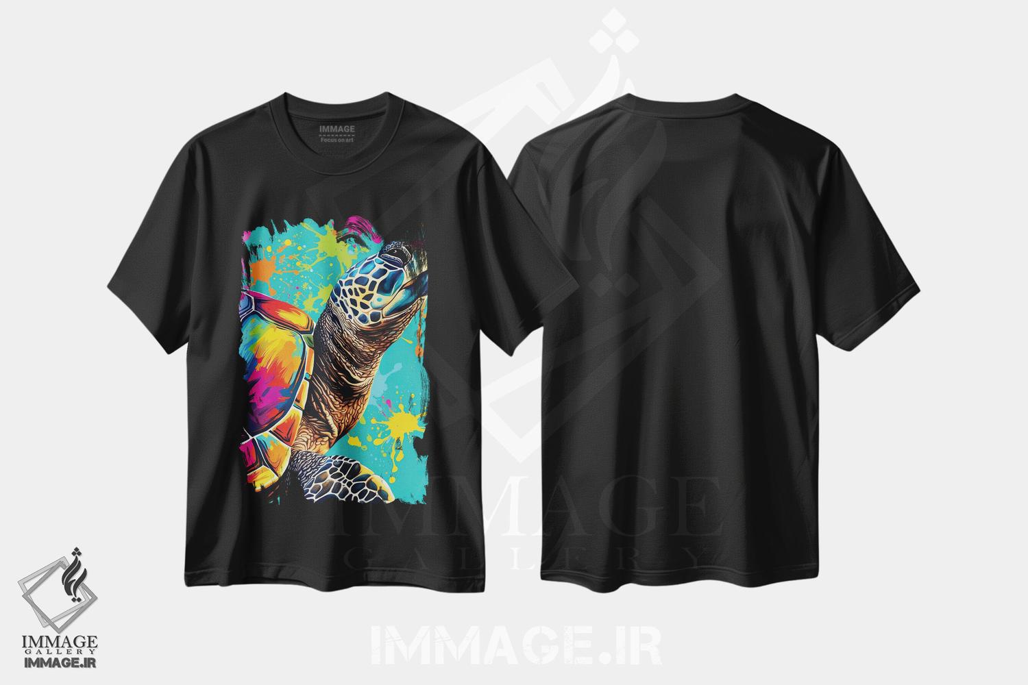 تیشرت طرح دار لاک پشت دریایی، هنر دیجیتال اثر آرسی بسی | فروشگاه ایماژ