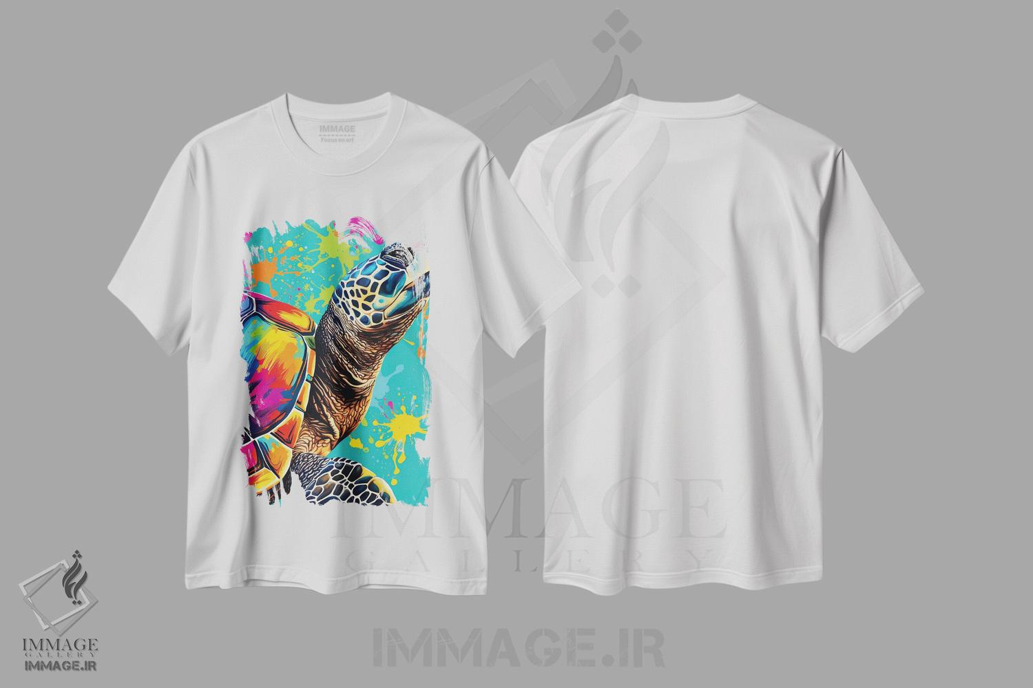 تیشرت طرح دار لاک پشت دریایی، هنر دیجیتال اثر آرسی بسی | immage.ir