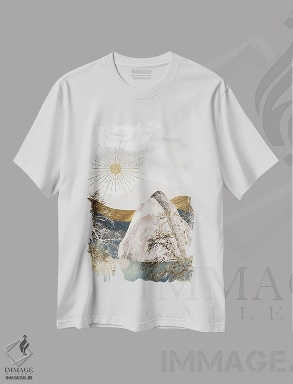 تیشرت طرح دار کوه یخ و خورشید نیمه شب، آبستره اثر آرسی بسی | immage.ir
