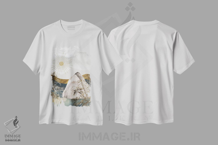 تیشرت طرح دار کوه یخ و خورشید نیمه شب، آبستره اثر آرسی بسی | immage.ir