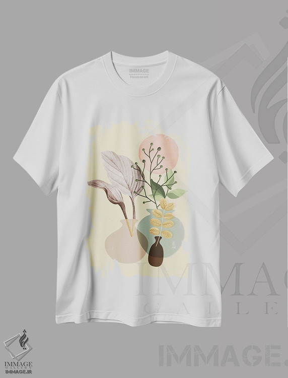 تیشرت طرح دار کوزه های سفالی و گیاهان آپارتمانی، آبستره اثر آرسی بسی | immage.ir