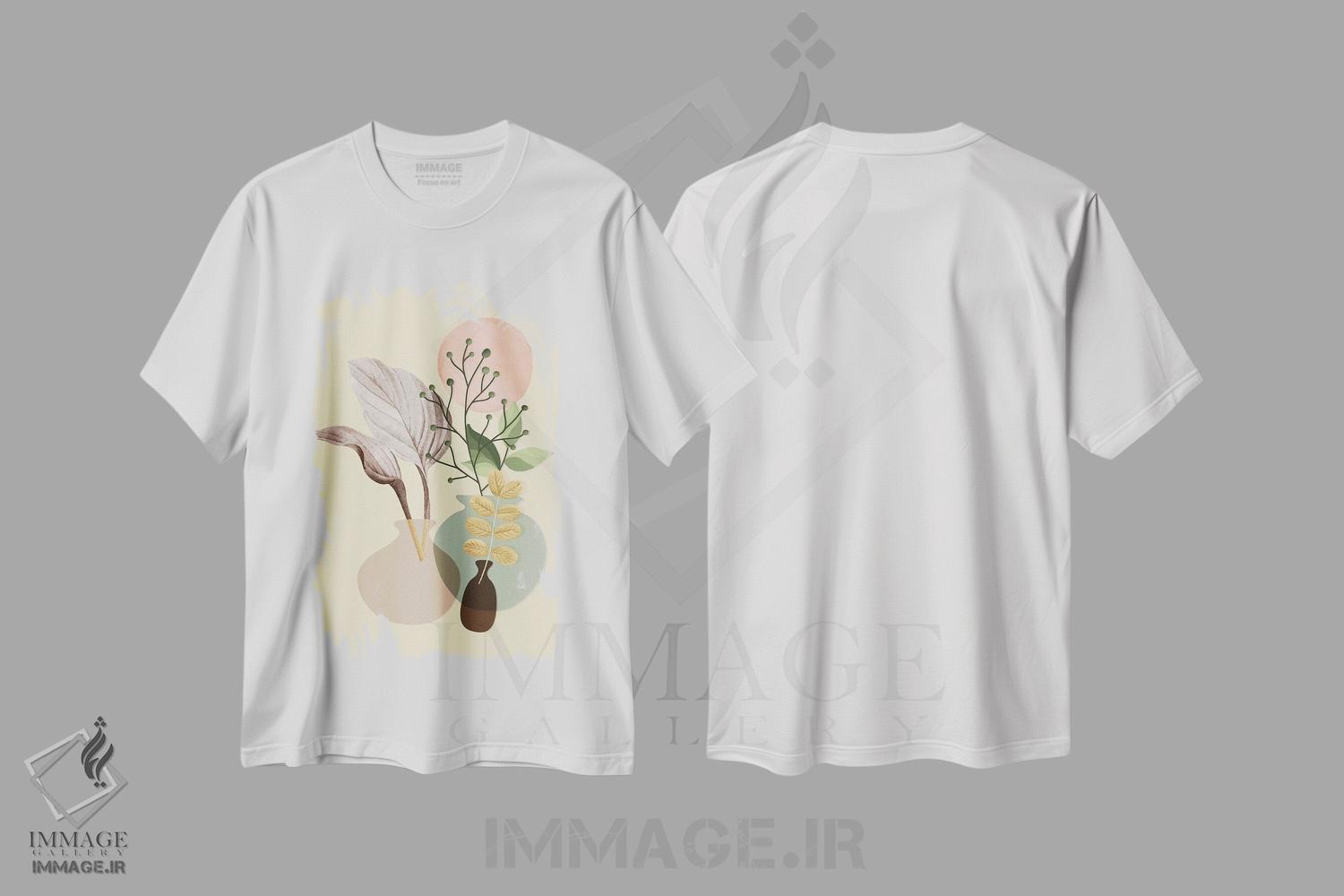 تیشرت طرح دار کوزه های سفالی و گیاهان آپارتمانی، آبستره اثر آرسی بسی | immage.ir