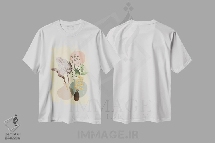تیشرت طرح دار کوزه های سفالی و گیاهان آپارتمانی، آبستره اثر آرسی بسی | immage.ir