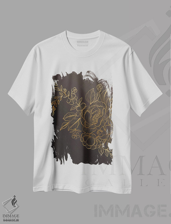 تیشرت طرح دار گل های ابریشمی طلایی II، تزئینی اثر آرسی بسی | immage.ir