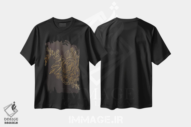 تیشرت طرح دار گل های ابریشمی طلایی II، تزئینی اثر آرسی بسی | فروشگاه ایماژ