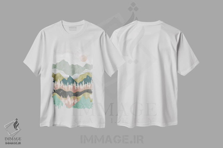 تیشرت طرح دار کوه ها صدا می زنند: نفس بکش، آبستره اثر آرسی بسی | immage.ir