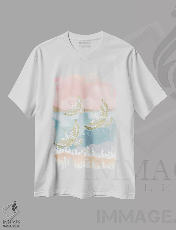 تیشرت طرح دار غروب و پرواز طلایی، هنر دیجیتال اثر آرسی بسی | immage.ir