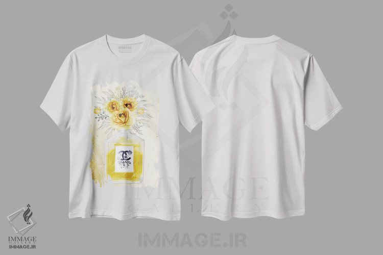 تیشرت طرح دار فرار شیرین: بطری عطر شنل، تزئینی اثر آرسی بسی | immage.ir