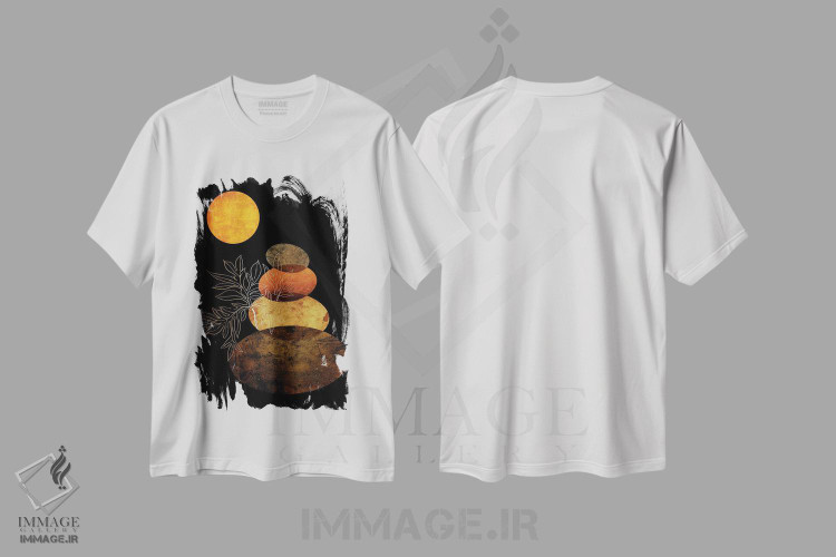 تیشرت طرح دار هرم سنگی و مهتاب، تزئینی اثر آرسی بسی | immage.ir