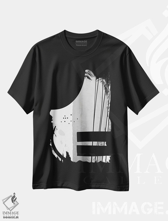 تیشرت طرح دار آبستره هندسی آبرنگی سیاه و سفید II اثر آرسی بسی | فروشگاه ایماژ