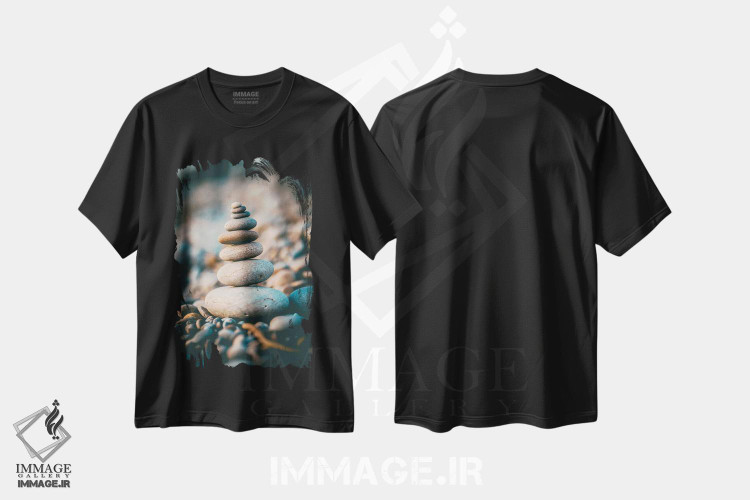 تیشرت طرح دار سنگ های تعادل یافته، تزئینی اثر آرسی بسی | فروشگاه ایماژ