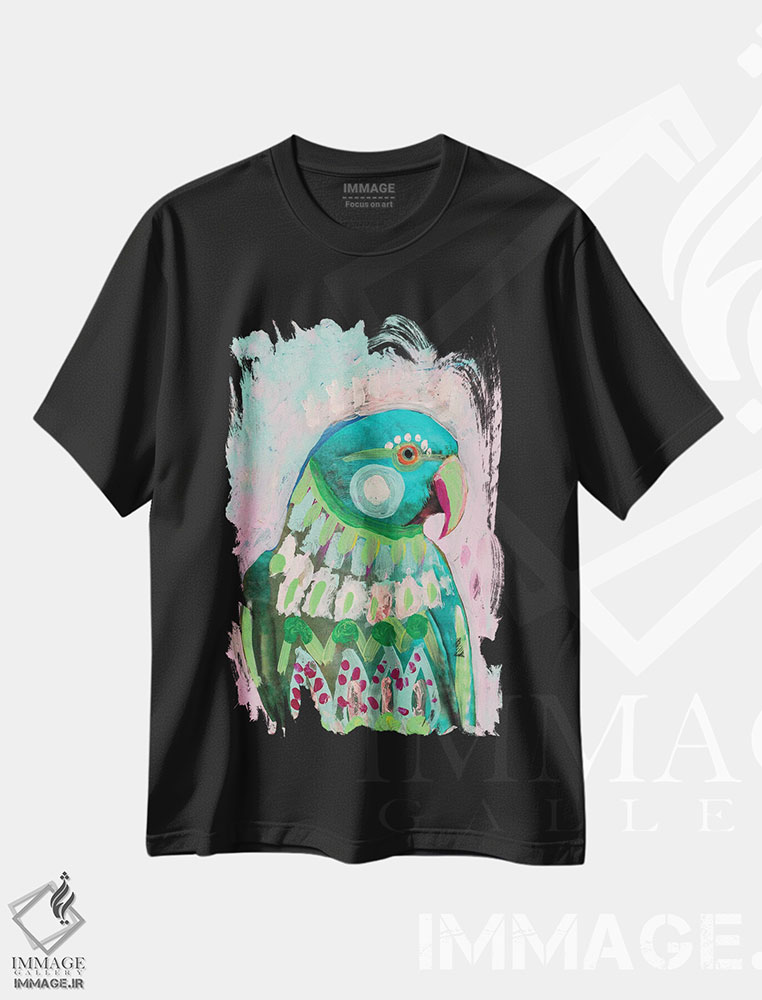 تیشرت طرح دار طوطی باکولا، دکور بوهمی اثر امبر سامرست | فروشگاه ایماژ