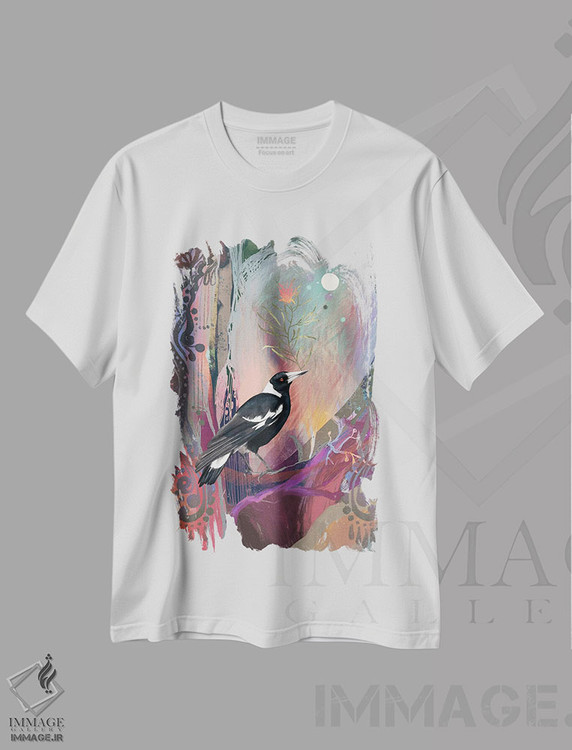تیشرت طرح دار کلاغ آبی افسانه ای، دکور بوهمی اثر امبر سامرست | immage.ir