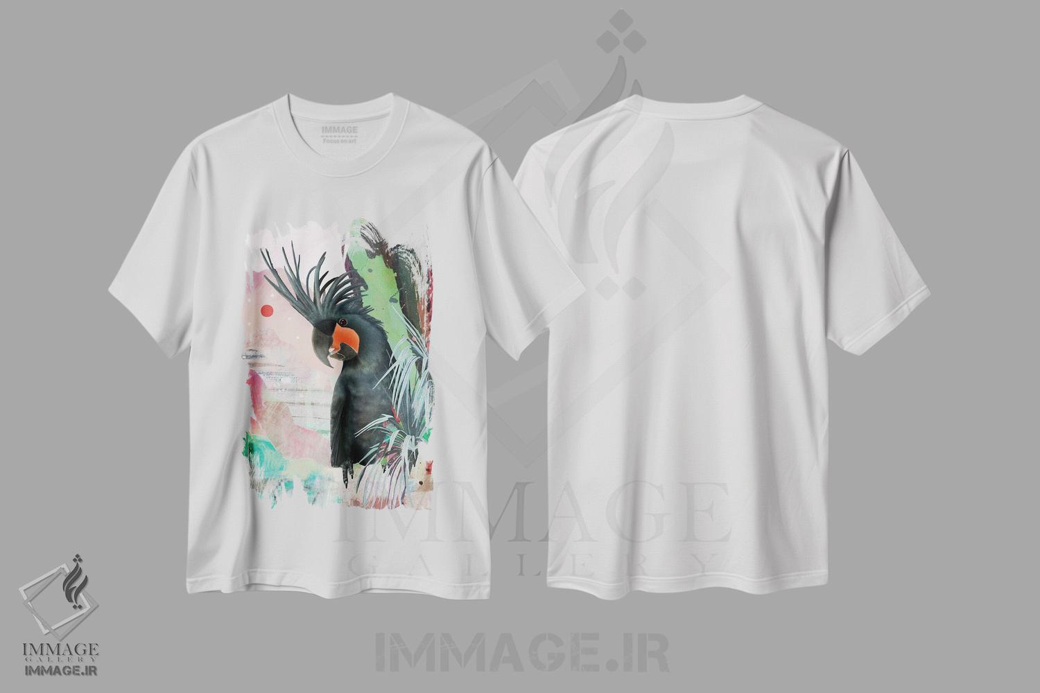 تیشرت طرح دار کاکاتوی کف دست سیاه، دکور بوهمی اثر امبر سامرست | immage.ir