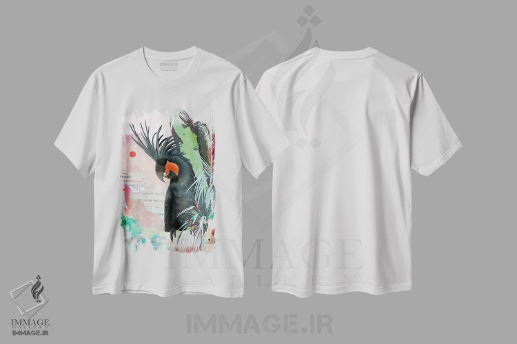 تیشرت طرح دار کاکاتوی کف دست سیاه، دکور بوهمی اثر امبر سامرست | immage.ir
