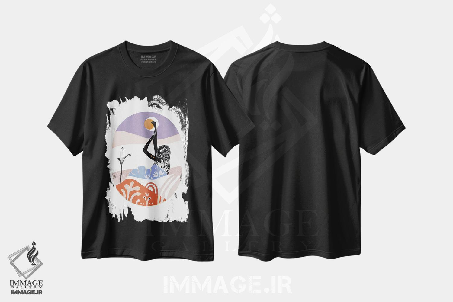تیشرت طرح دار ماه افزاینده، دکور بوهمی اثر امبر سامرست | فروشگاه ایماژ