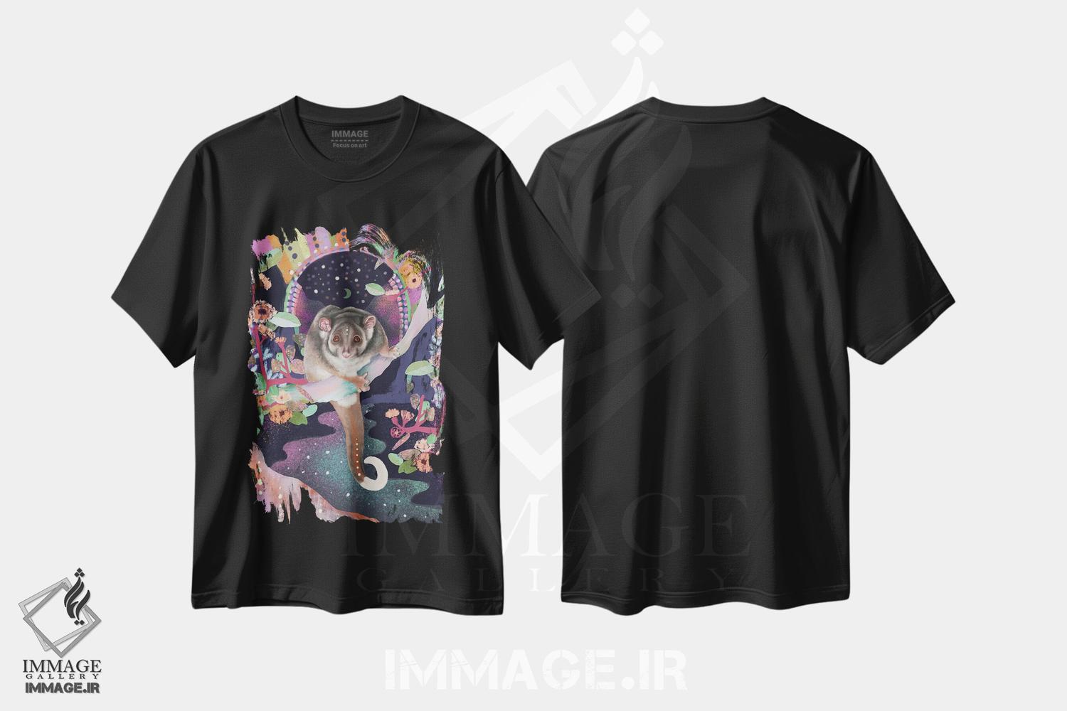 تیشرت طرح دار جادوی پوسوم، دکور بوهمی اثر امبر سامرست | فروشگاه ایماژ