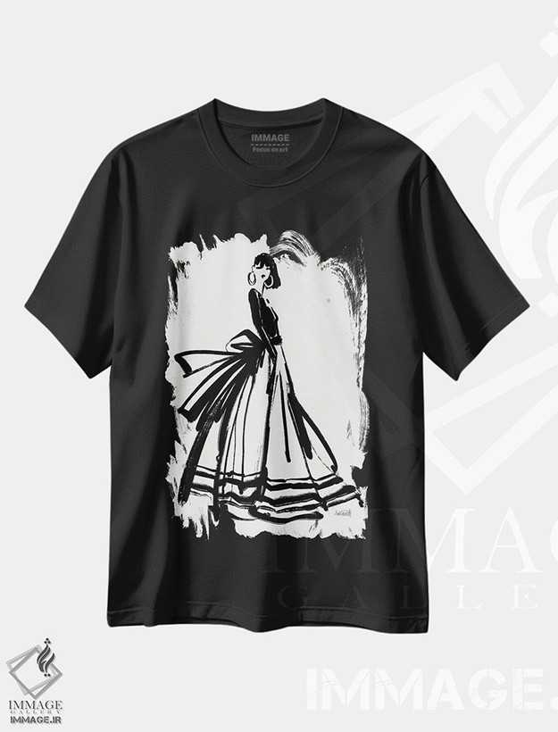 تیشرت طرح دار طرح های استایلی I، هنر تزئینی سیاه و سفید اثر آن تاولتی | فروشگاه ایماژ