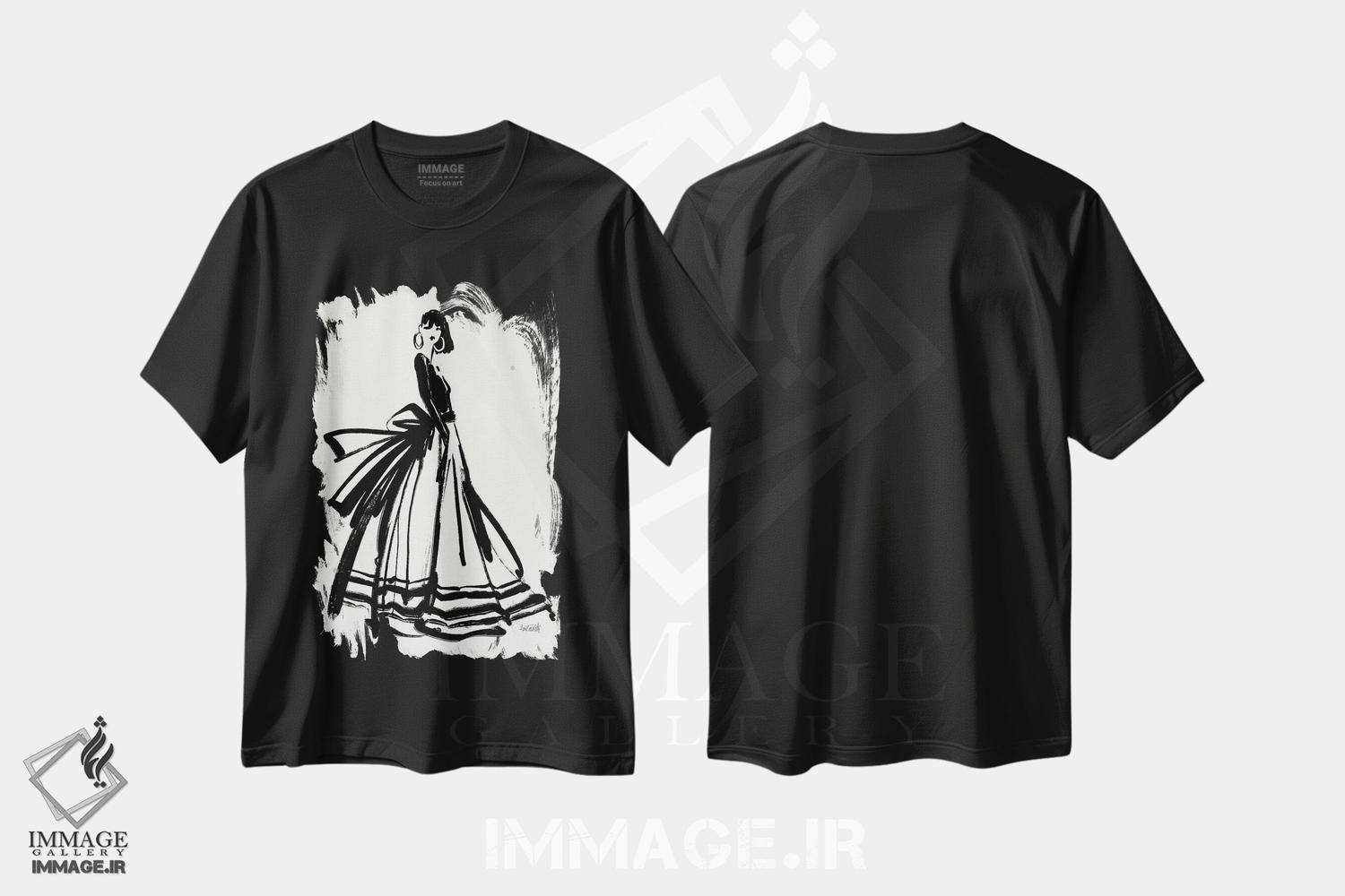 تیشرت طرح دار طرح های استایلی I، هنر تزئینی سیاه و سفید اثر آن تاولتی | فروشگاه ایماژ
