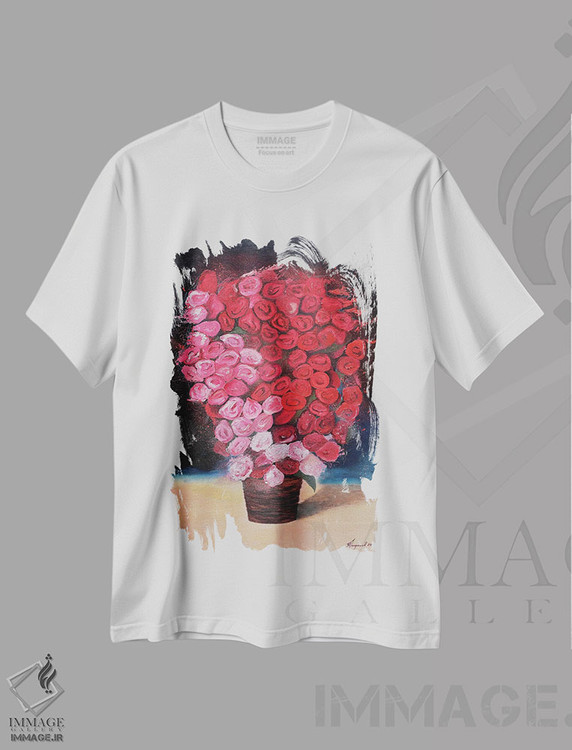تیشرت طرح دار گل های رز قرمز، هنر فاخر معاصر اثر الکساندر تریفونوف | immage.ir