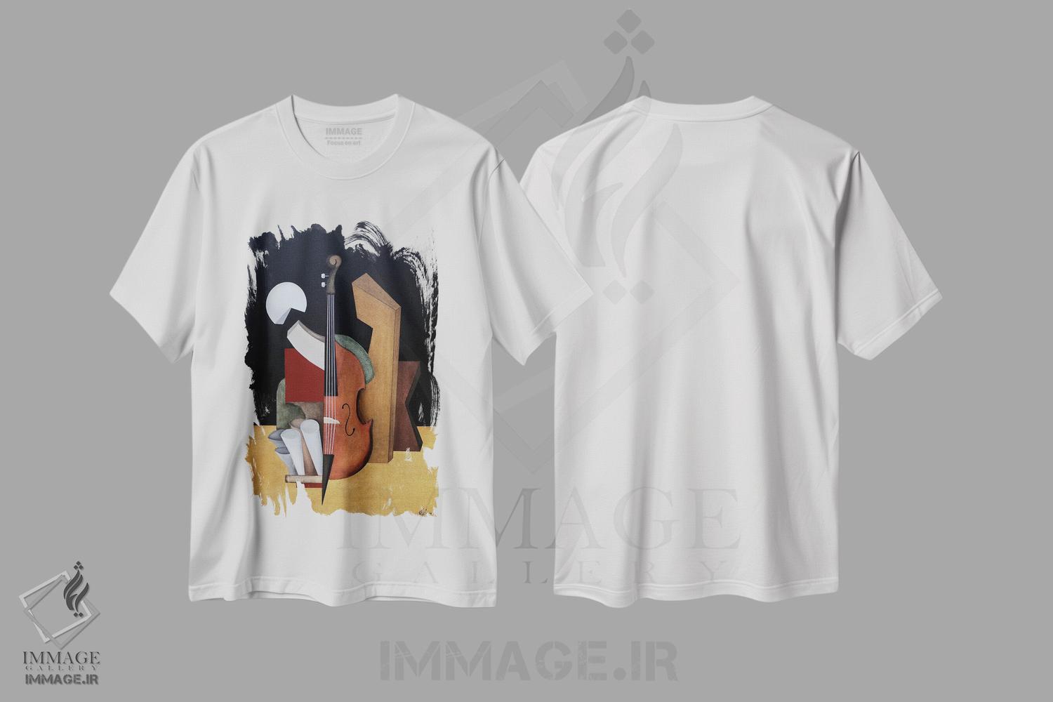 تیشرت طرح دار ویولن سل، آبستره اثر الکساندر تریفونوف | immage.ir