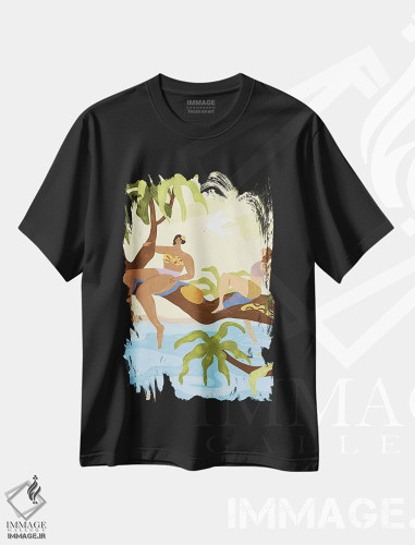 تیشرت طرح دار سهیم شدن یک درخت، دکور ساحلی اثر آرتی گوآوا | فروشگاه ایماژ