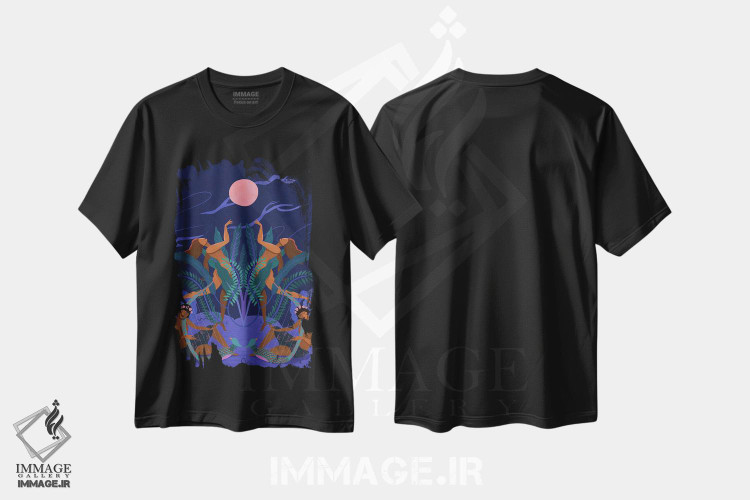 تیشرت طرح دار ماه صورتی، تزئینی اثر آرتی گوآوا | فروشگاه ایماژ