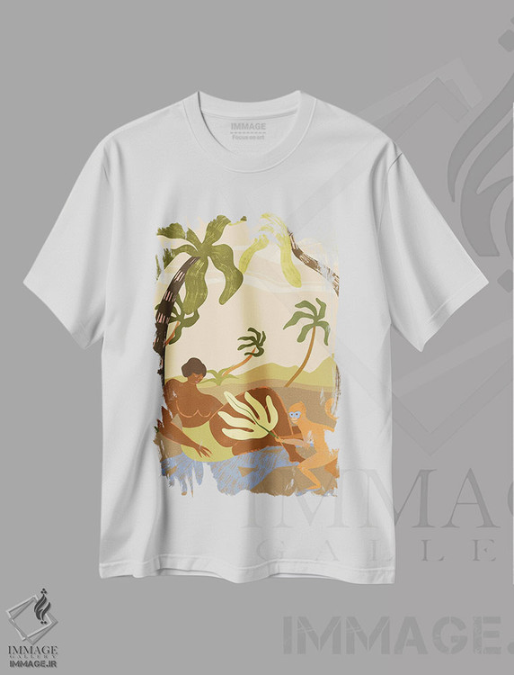 تیشرت طرح دار شیطنت میمون وار، دکور آسیایی اثر آرتی گوآوا | immage.ir
