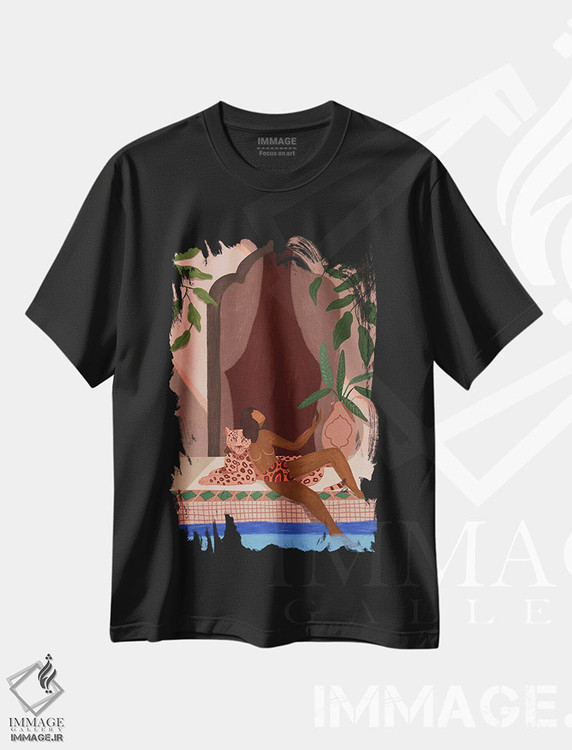 تیشرت طرح دار تعطیلات با پلنگ من، دکور آسیایی اثر آرتی گوآوا | فروشگاه ایماژ