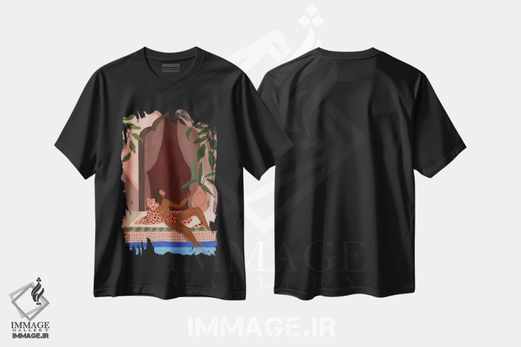 تیشرت طرح دار تعطیلات با پلنگ من، دکور آسیایی اثر آرتی گوآوا | فروشگاه ایماژ