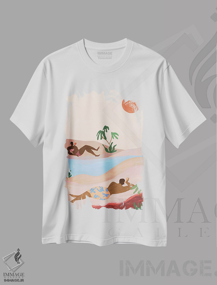 تیشرت طرح دار ساحل لطفاً، دکور ساحلی اثر آرتی گوآوا | immage.ir