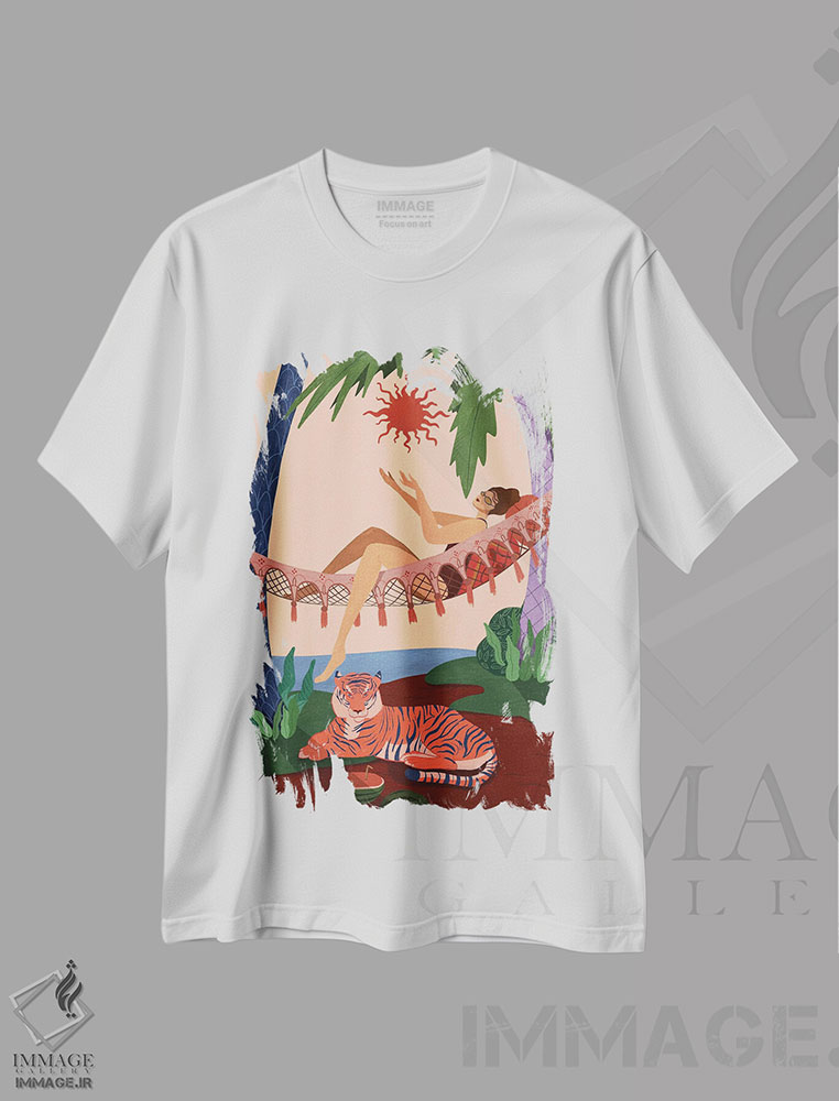 تیشرت طرح دار در ساحل، تزئینی اثر آرتی گوآوا | immage.ir
