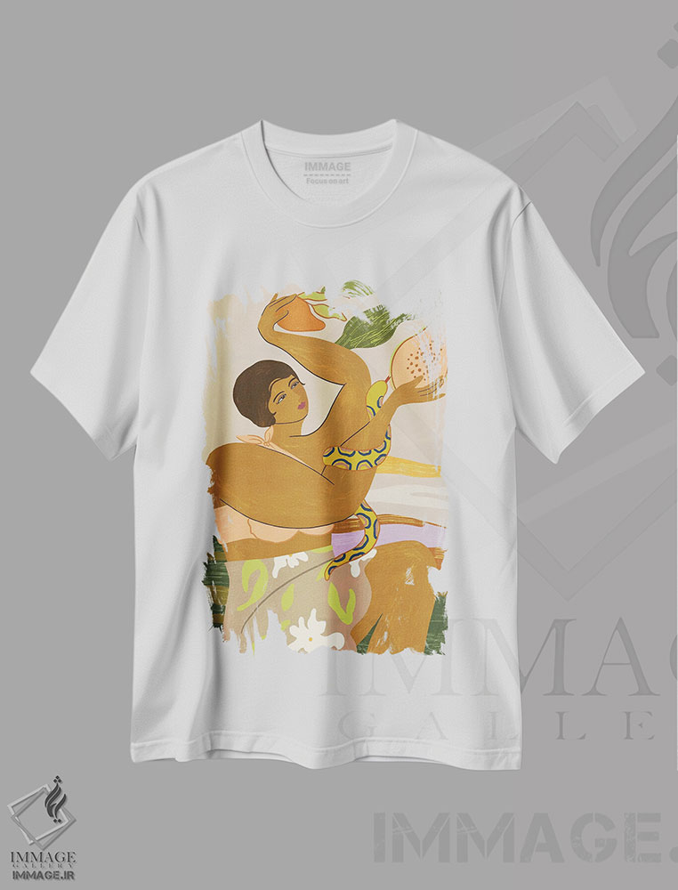 تیشرت طرح دار افسونگر مار، دکور آسیایی اثر آرتی گوآوا | immage.ir