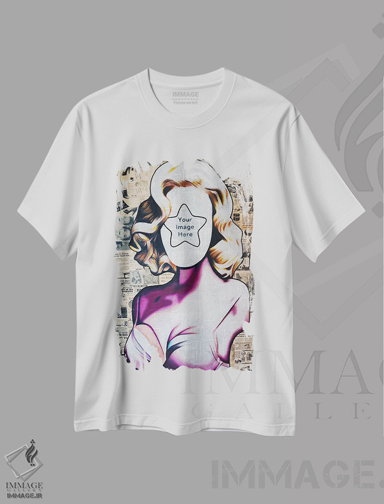 تیشرت طرح دار تصویر شما اینجاست، هنر فاخر اثر آنی ترازو | immage.ir