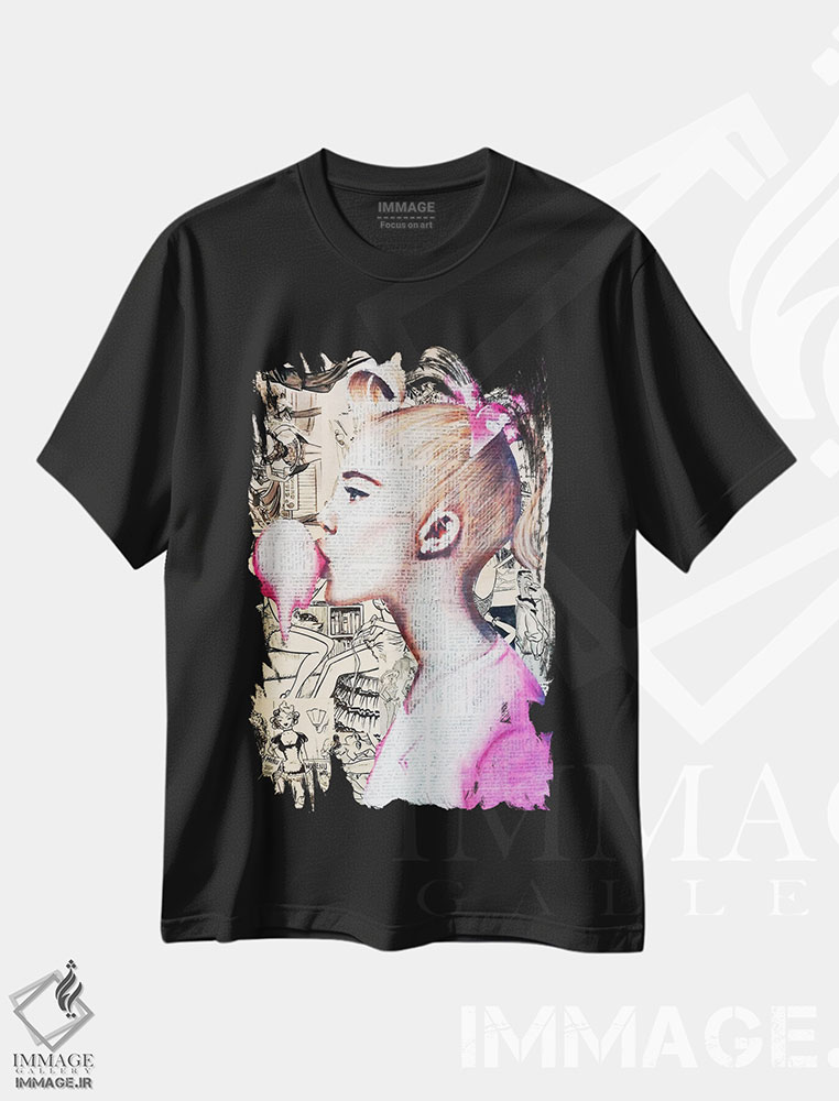تیشرت طرح دار دختر رؤیایی، هنر فاخر اثر آنی ترازو | فروشگاه ایماژ