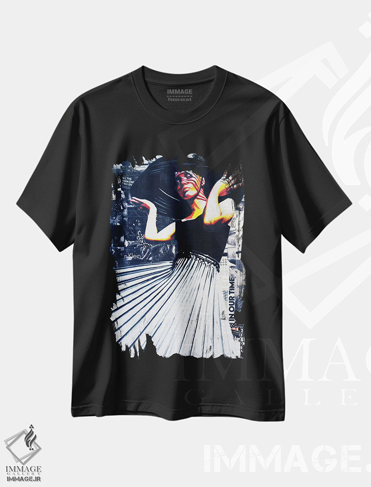 تیشرت طرح دار دوست دختر جذاب شما، هنر فاخر اثر آنی ترازو | فروشگاه ایماژ