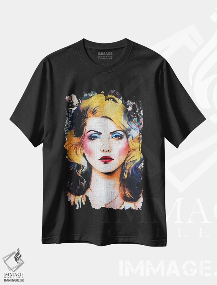 تیشرت طرح دار بلوندی، مدیوم اثر آنی ترازو | فروشگاه ایماژ