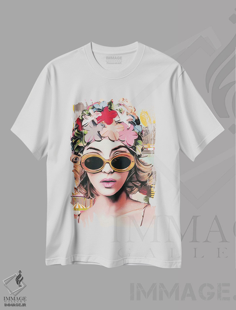 تیشرت طرح دار خنکای استخر، مدیوم اثر آنی ترازو | immage.ir