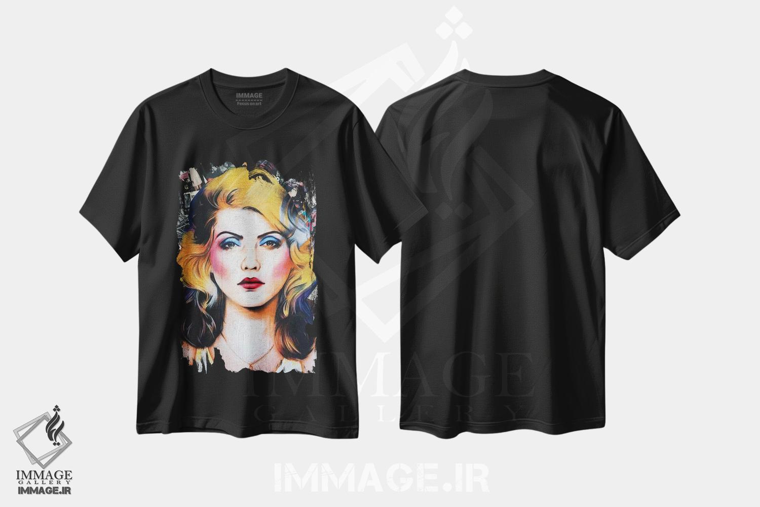 تیشرت طرح دار بلوندی، مدیوم اثر آنی ترازو | فروشگاه ایماژ