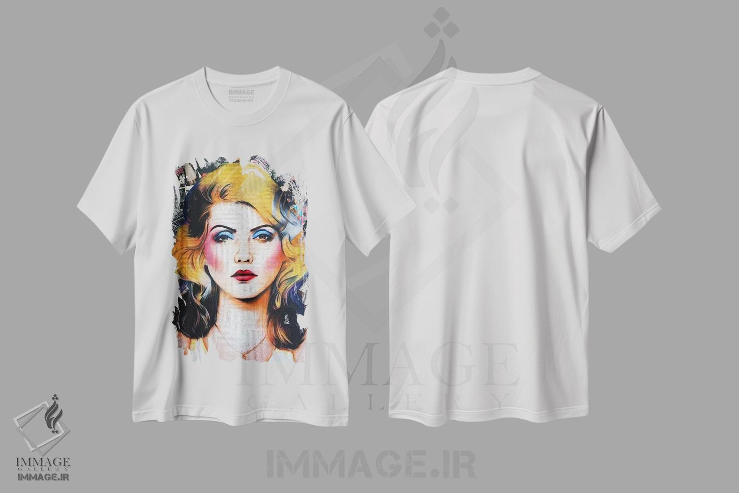 تیشرت طرح دار بلوندی، مدیوم اثر آنی ترازو | immage.ir