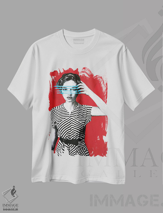 تیشرت طرح دار خطوط، مدیوم اثر آنی ترازو | immage.ir