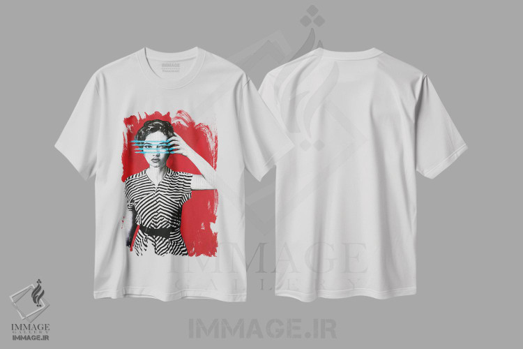 تیشرت طرح دار خطوط، مدیوم اثر آنی ترازو | immage.ir