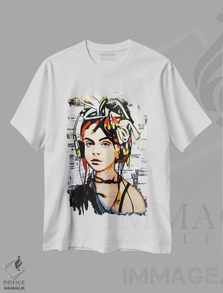 تیشرت طرح دار اتصال، مدیوم اثر آنی ترازو | immage.ir