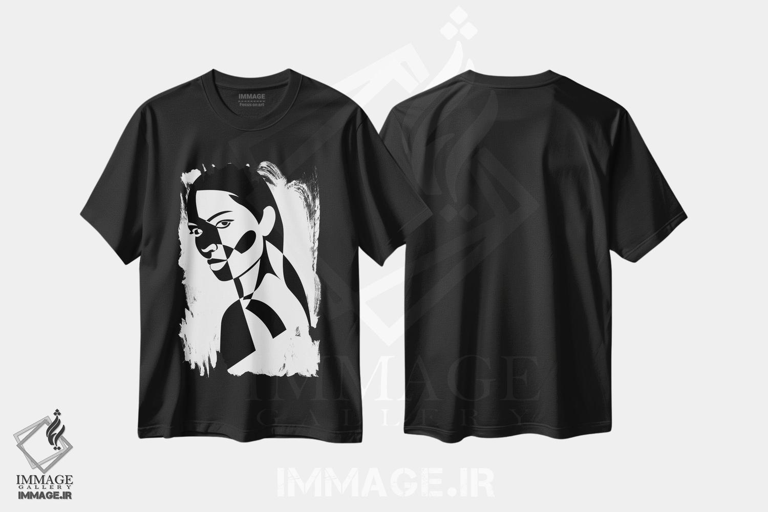 تیشرت طرح دار DT4، هنر تزئینی سیاه و سفید اثر ادیلوم | فروشگاه ایماژ