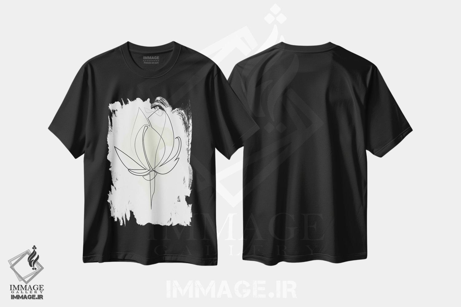 تیشرت طرح دار سوسن یک خطی، تزئینی اثر ادیلوم | فروشگاه ایماژ